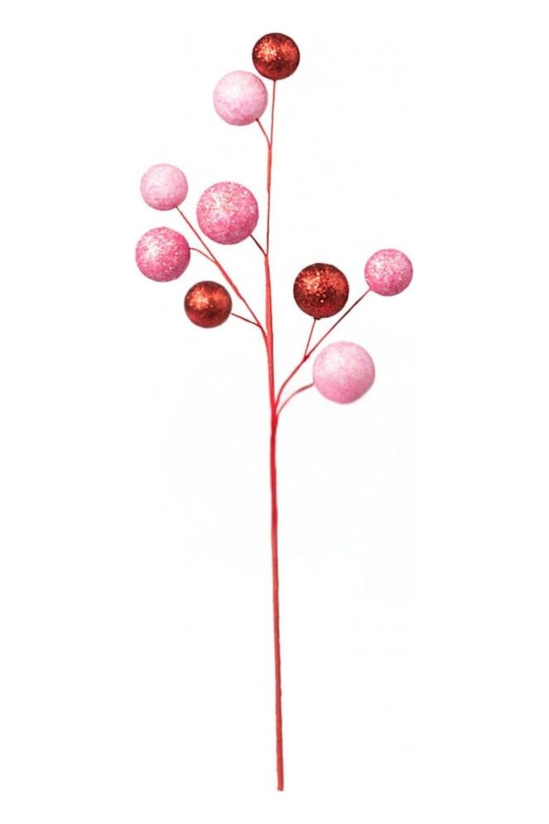 Shop For 21" Glittered Ball Spray: Pink and Red