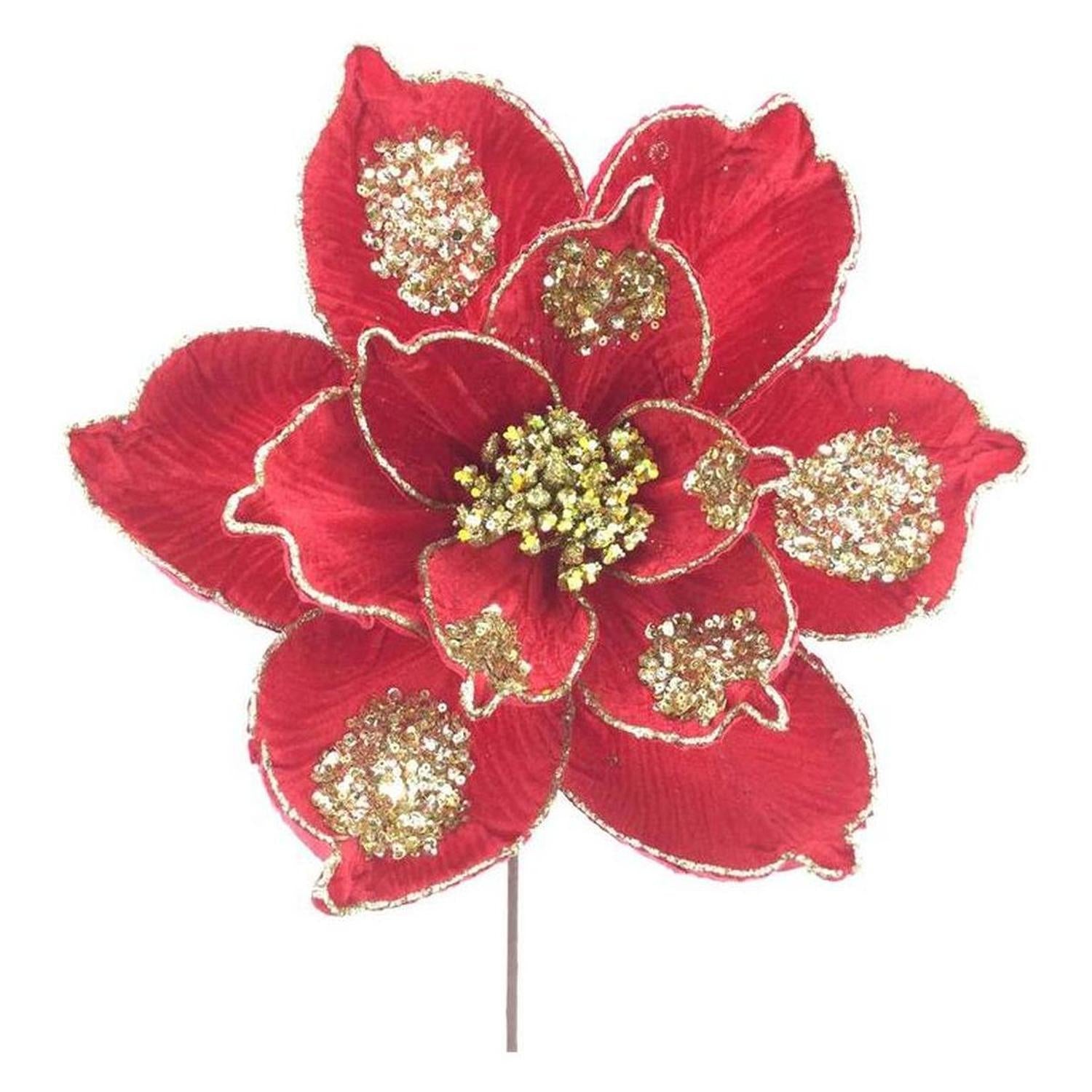 21" Magnolia Bloom Spray: Red