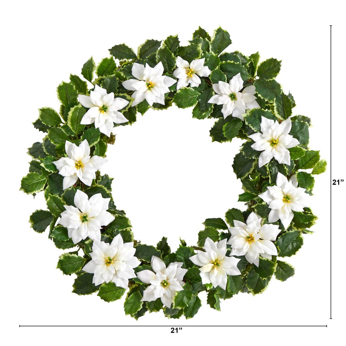 Shop For 21” Poinsettia and Variegated Holly Wreath