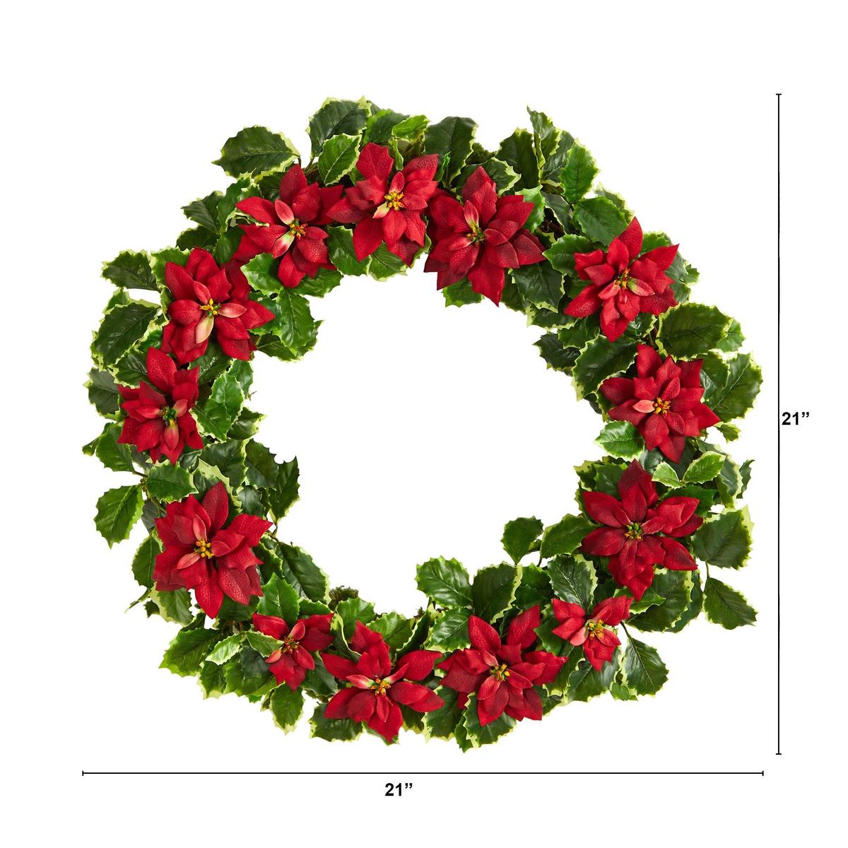 Shop For 21” Poinsettia and Variegated Holly Wreath