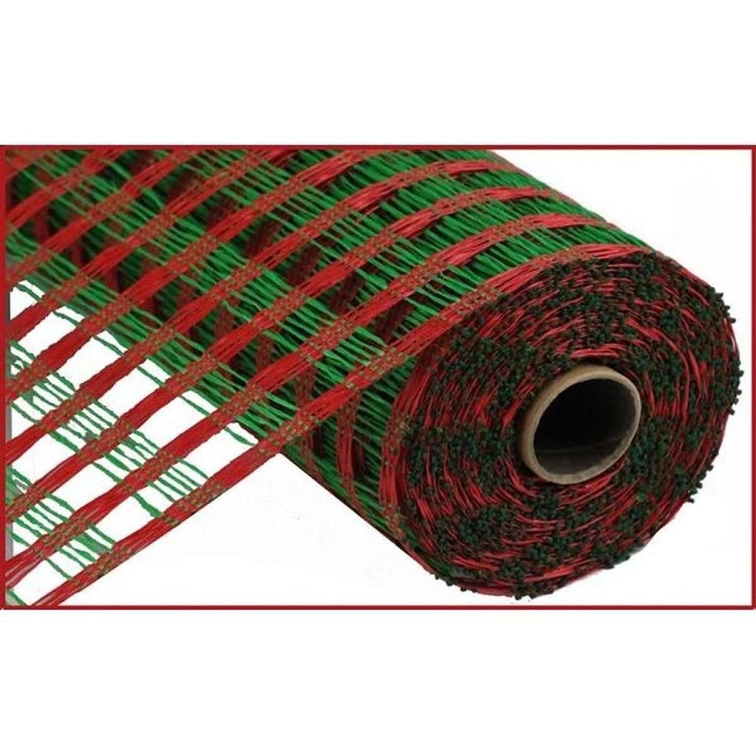 Shop For 21" Poly Burlap Check Deco Mesh Ribbon: Red & Green (10 Yards)