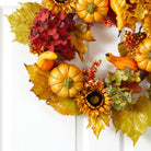 Shop For 22” Autumn Hydrangea, Pumpkin and Sunflower Artificial Fall Wreath