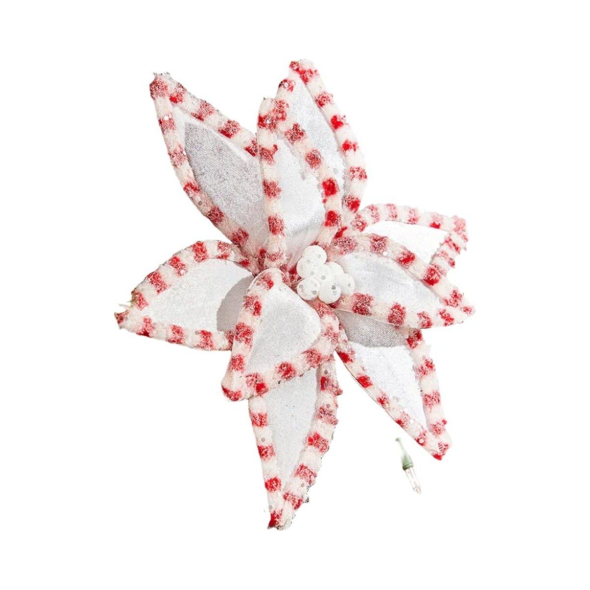 Shop For 22” Candy Snow Glitter Poinsettia Stem: White/Pink at Michelle's aDOORable Creations