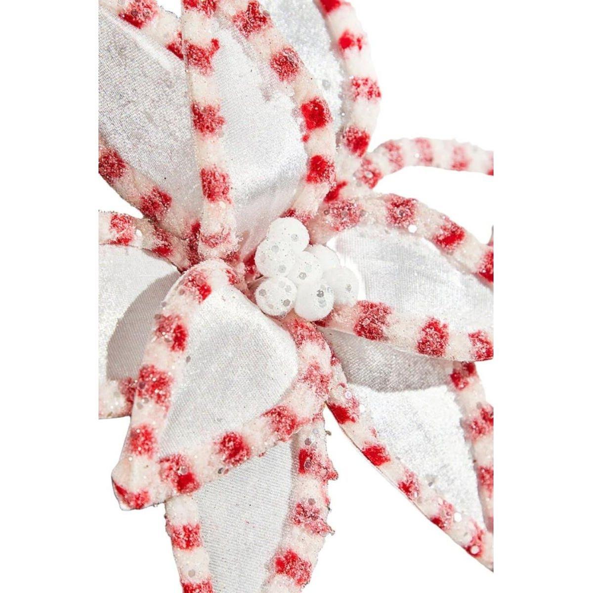 Shop For 22” Candy Snow Glitter Poinsettia Stem: White/Pink at Michelle's aDOORable Creations