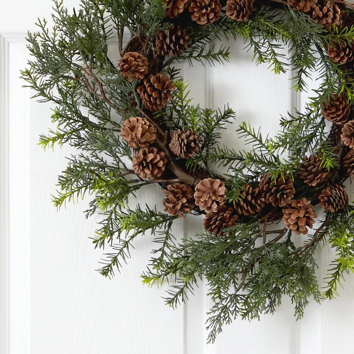 Shop For 22” Cedar, Grass and Pine Cone Artificial Wreath