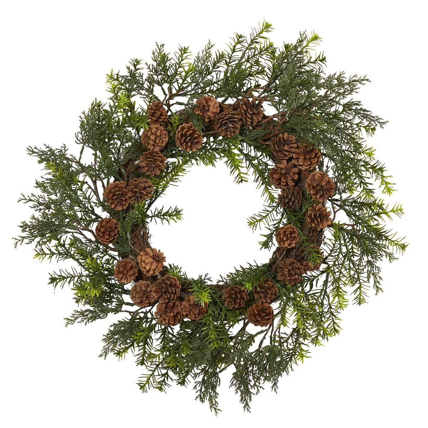 Shop For 22” Cedar, Grass and Pine Cone Artificial Wreath