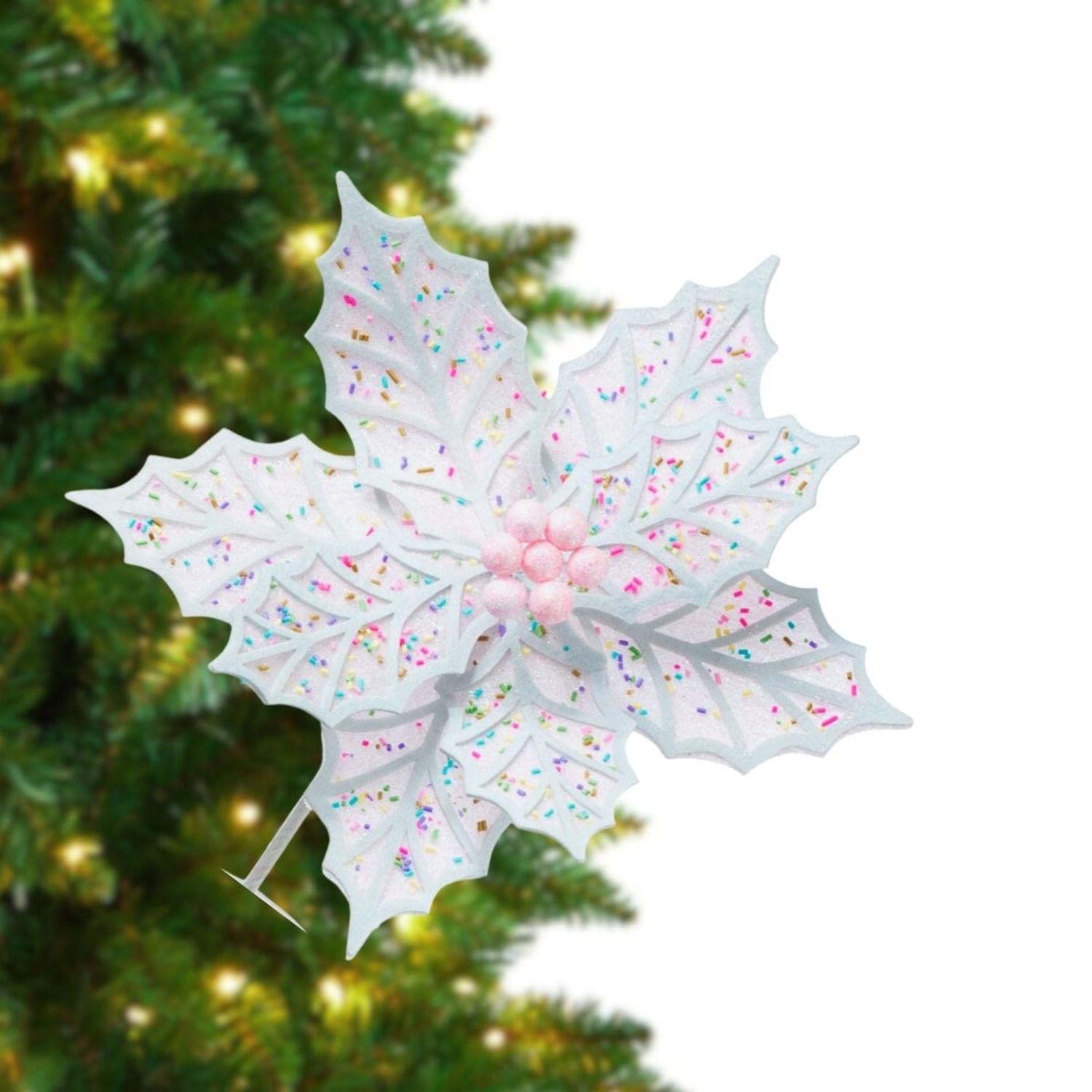 22" Confetti Poinsettia Stem