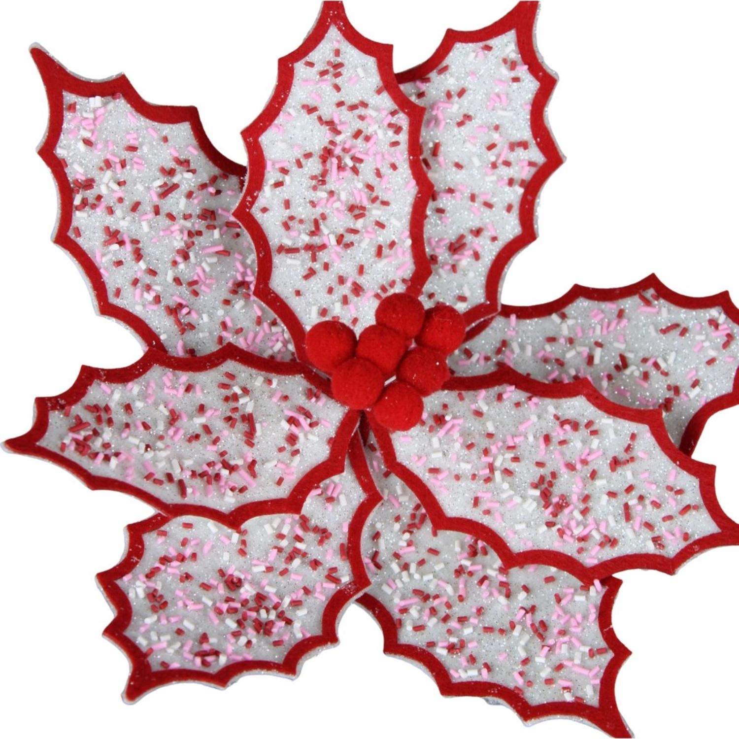 22" Confetti Poinsettia Stem: Red