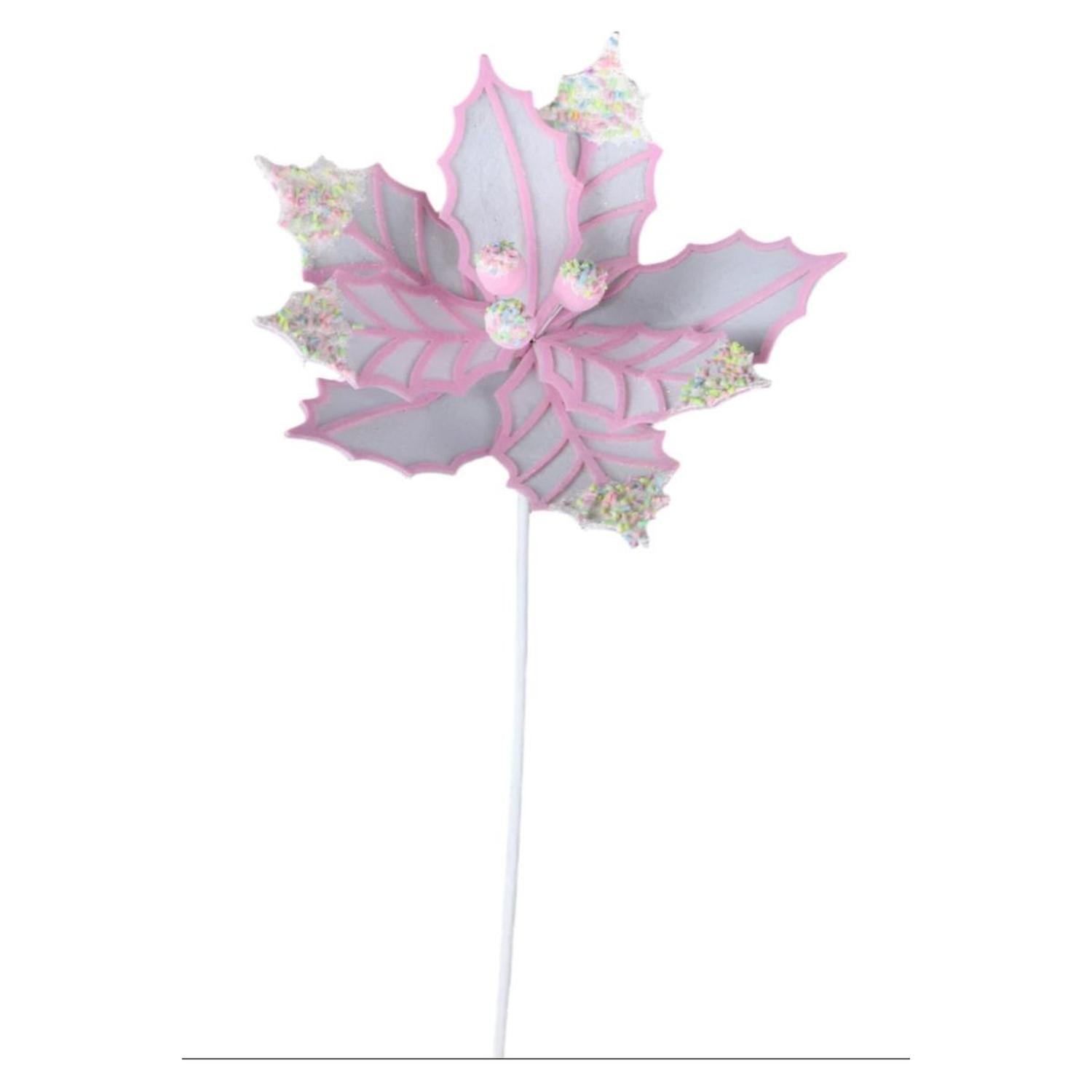 22" Confetti Poinsettia Stem: White/Pink