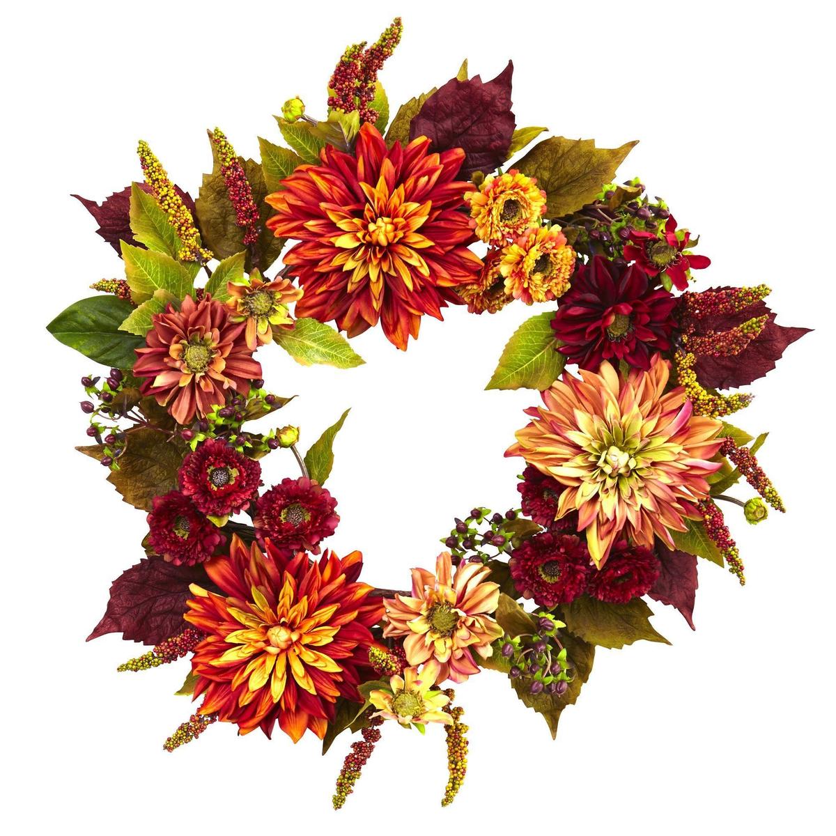Shop For 22” Dahlia & Mum Artificial Wreath