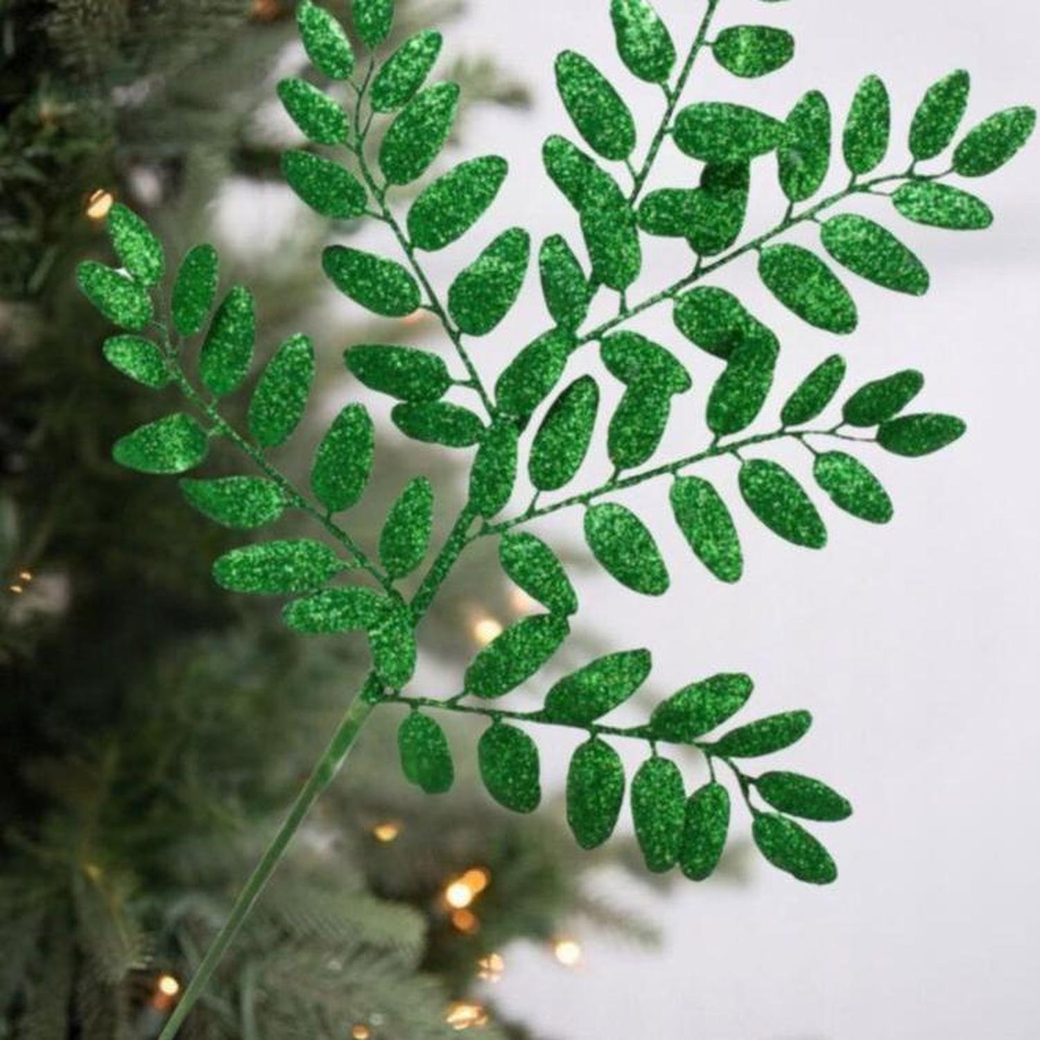 22" Honey Locust Glitter Spray: Holiday Green
