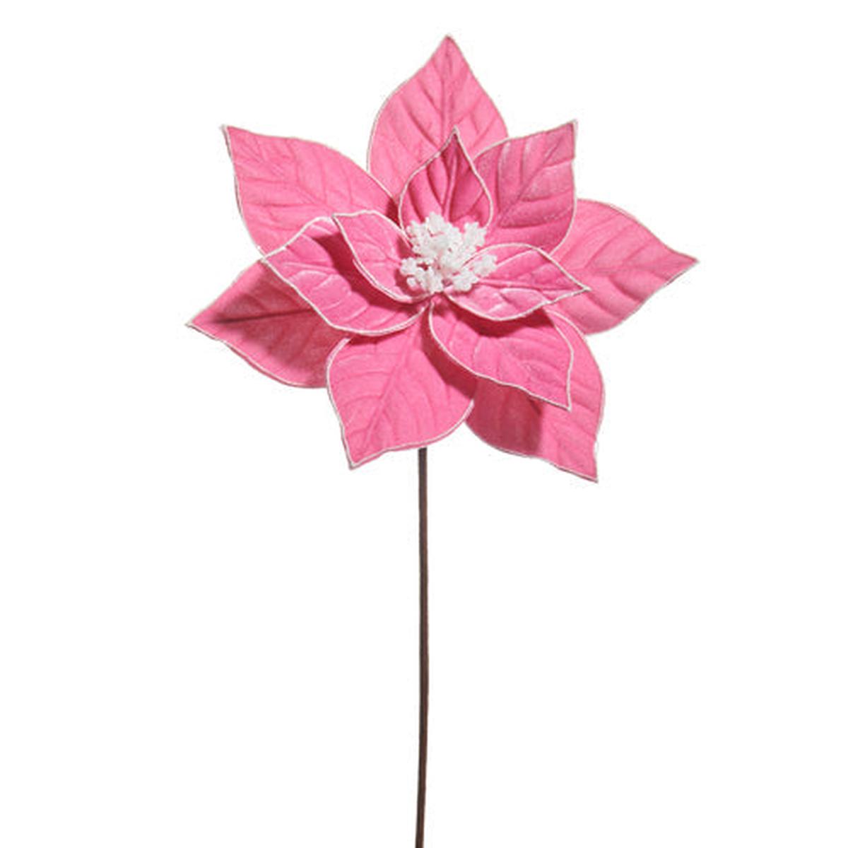 Shop For 22" Pink Glitter Trim Poinsettia Stem