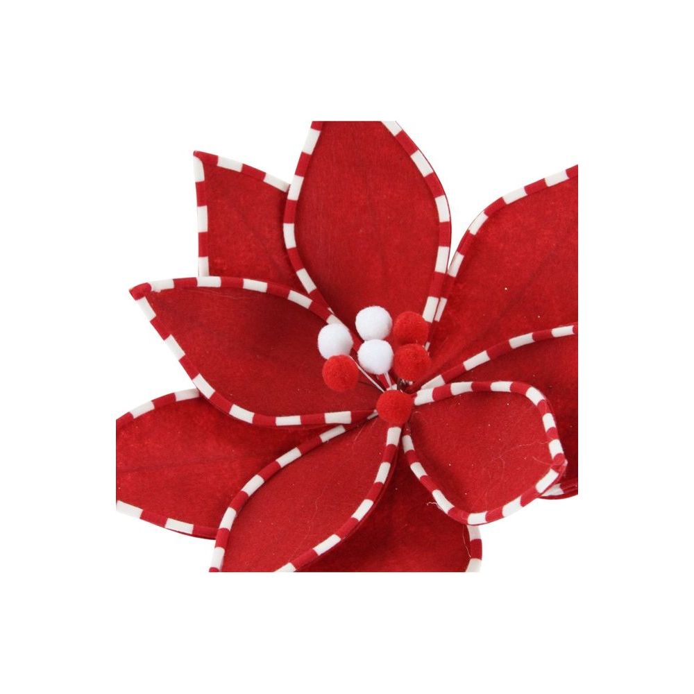Shop For 22" Poinsettia Peppermint Edge Stem: Red