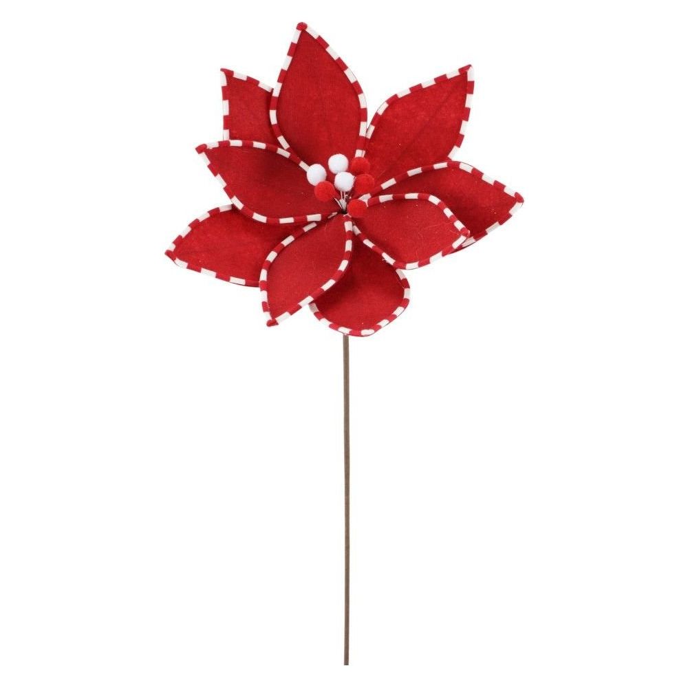 Shop For 22" Poinsettia Peppermint Edge Stem: Red