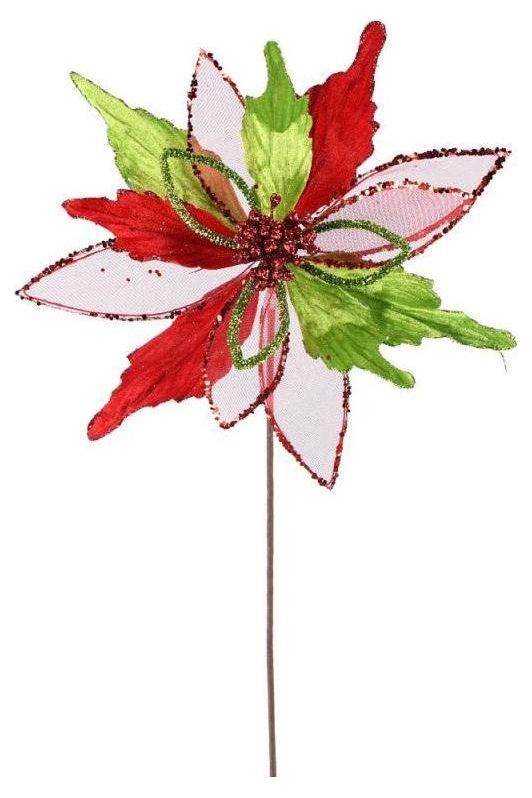 Shop For 22" Velvet Sheer Glitter Poinsettia Stem