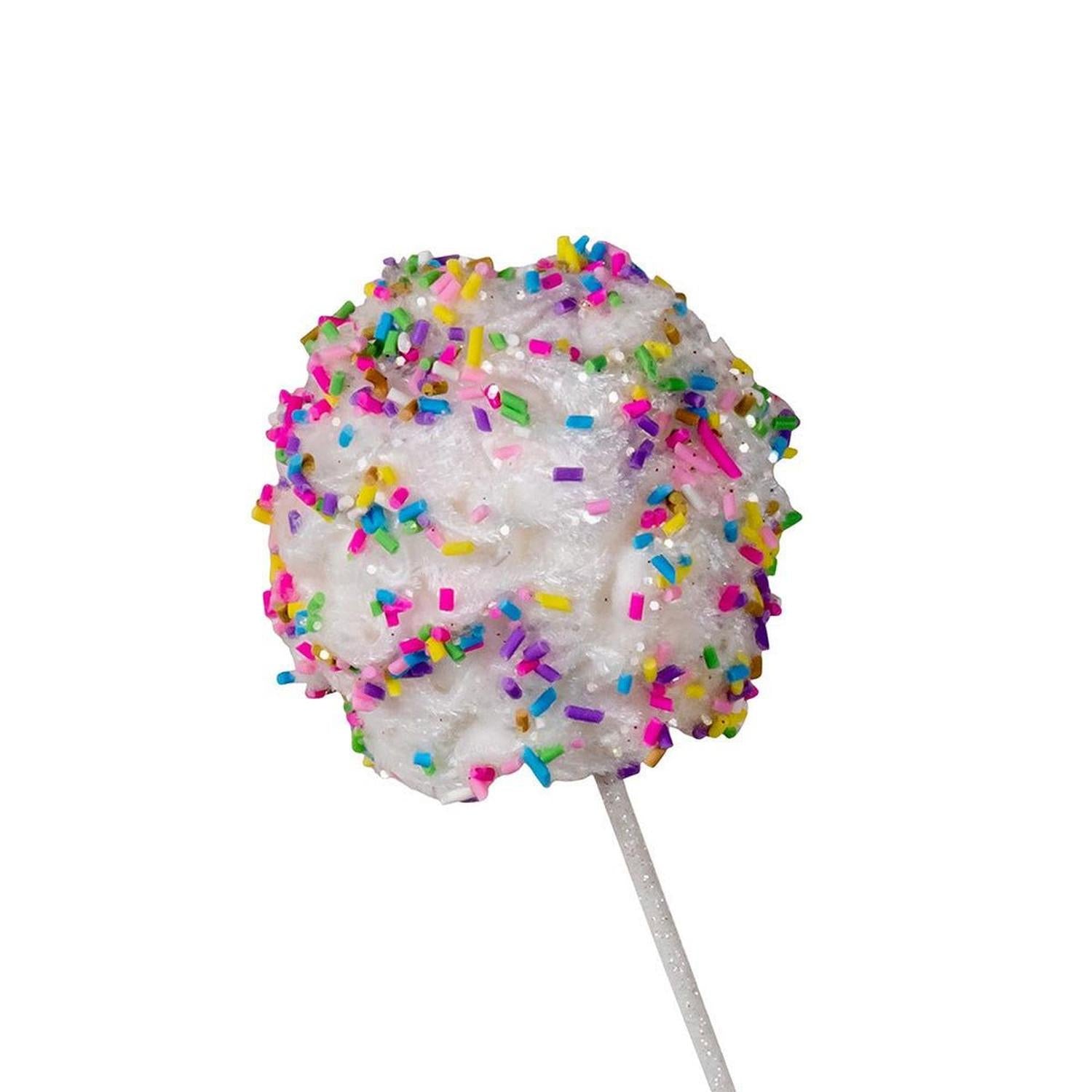22" White Frosted With Sprinkles Ball Pick