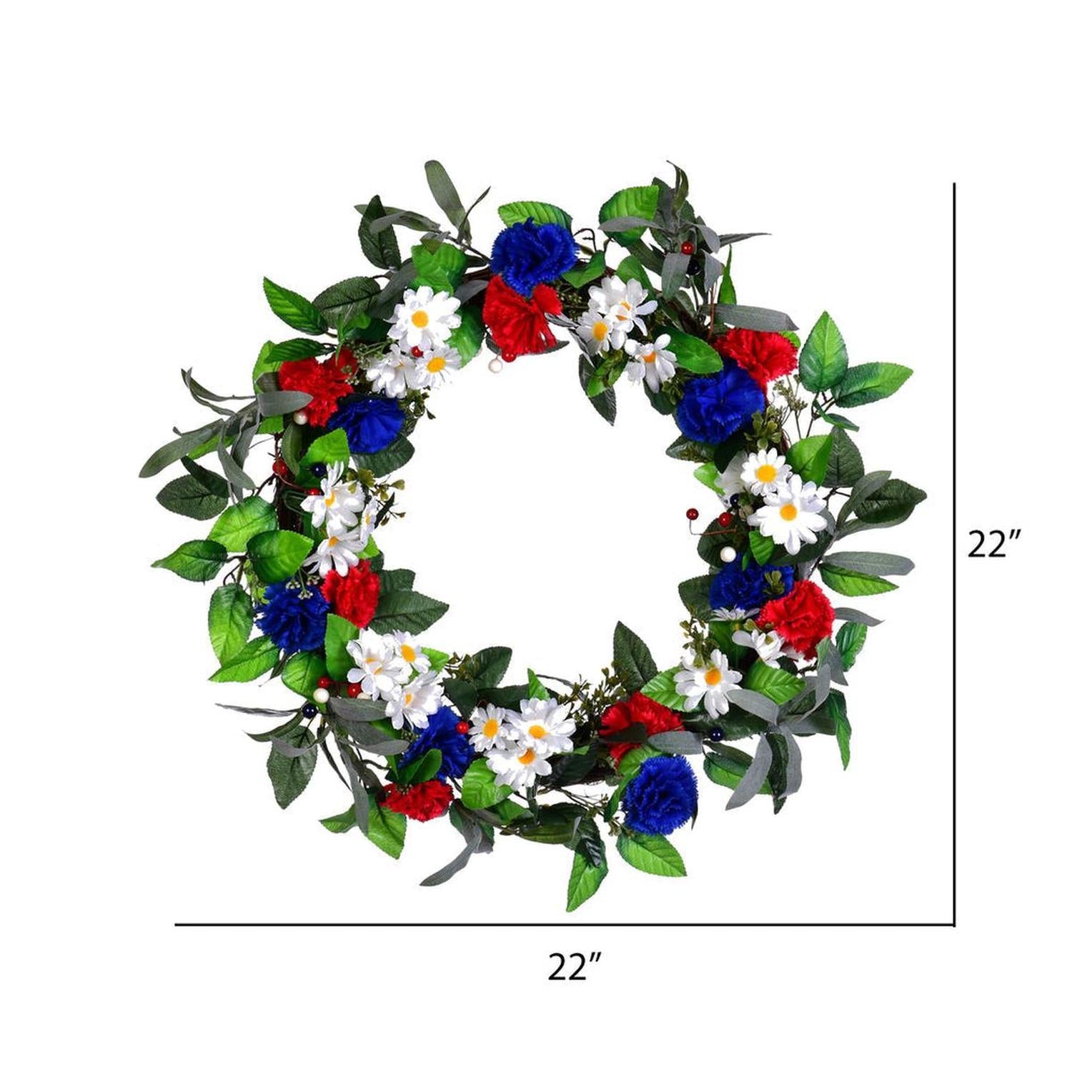 22inch Artificial Mixed Floral Patriotic Wreath