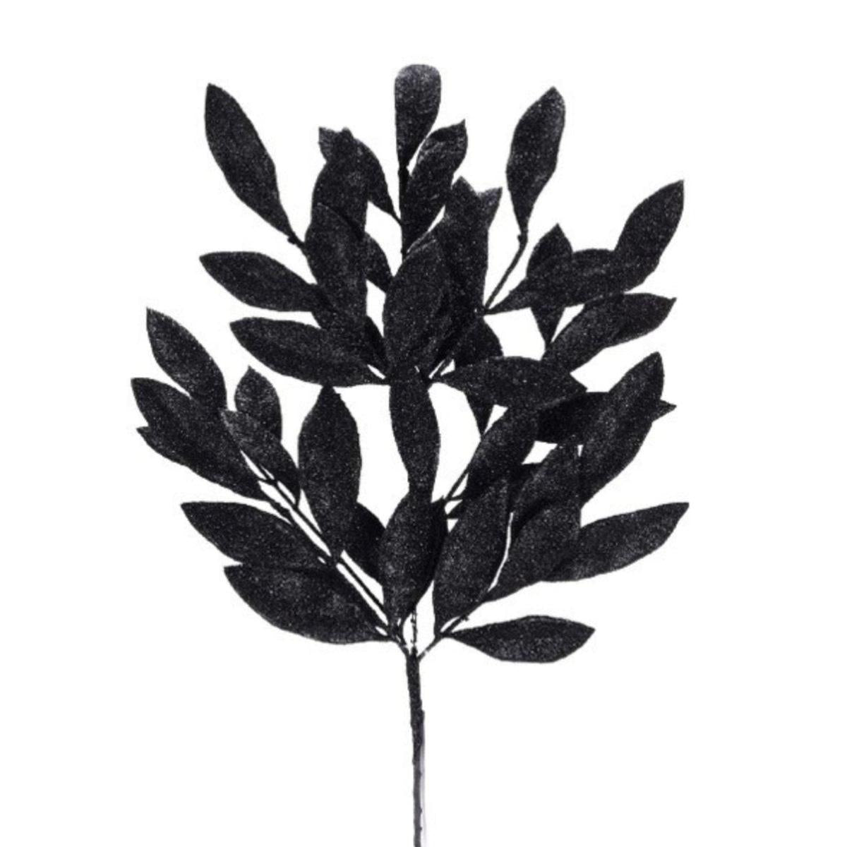 Shop For 23" Bay Leaf Glitter Spray: Black