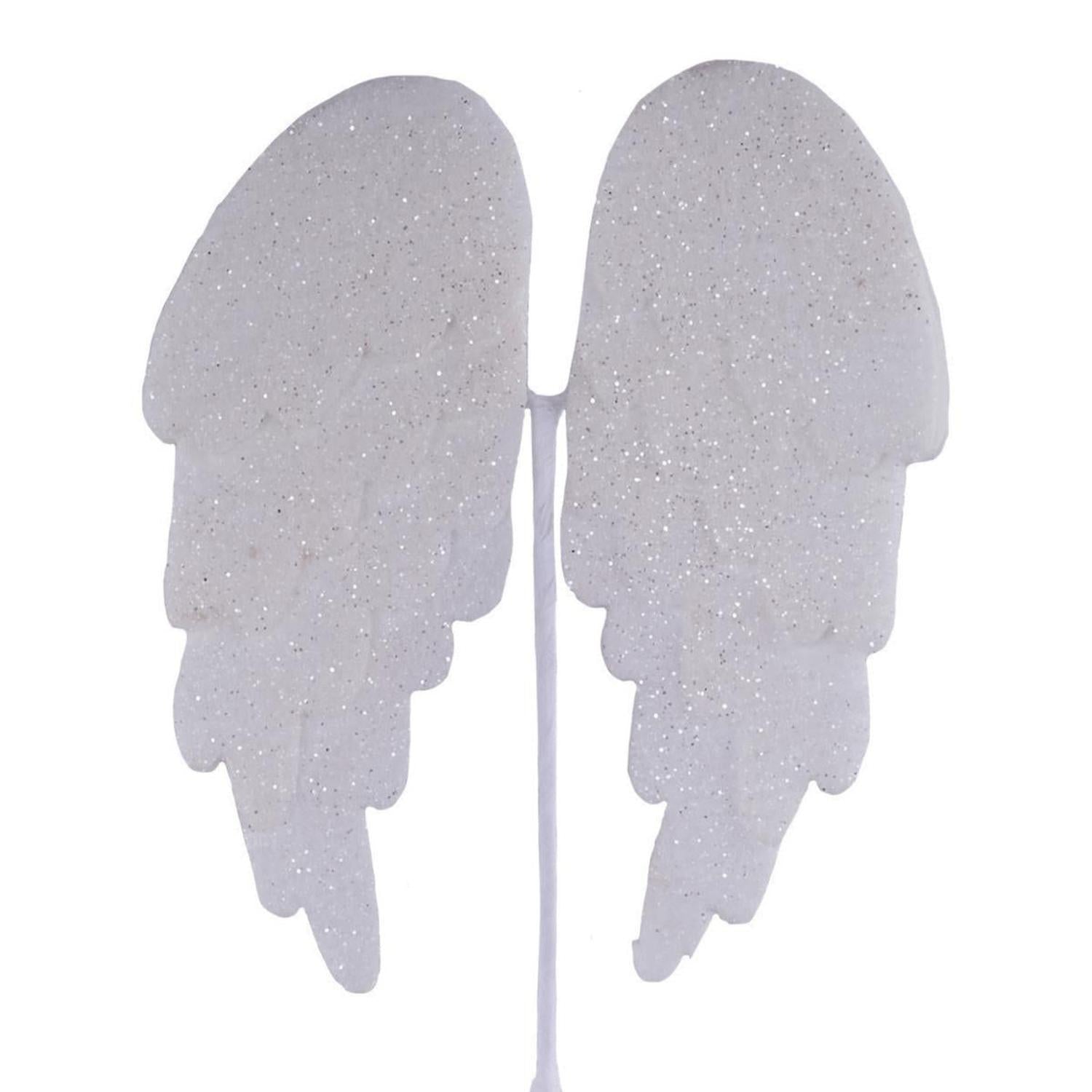 23" Felt Glitter Angel Wing Spray: White