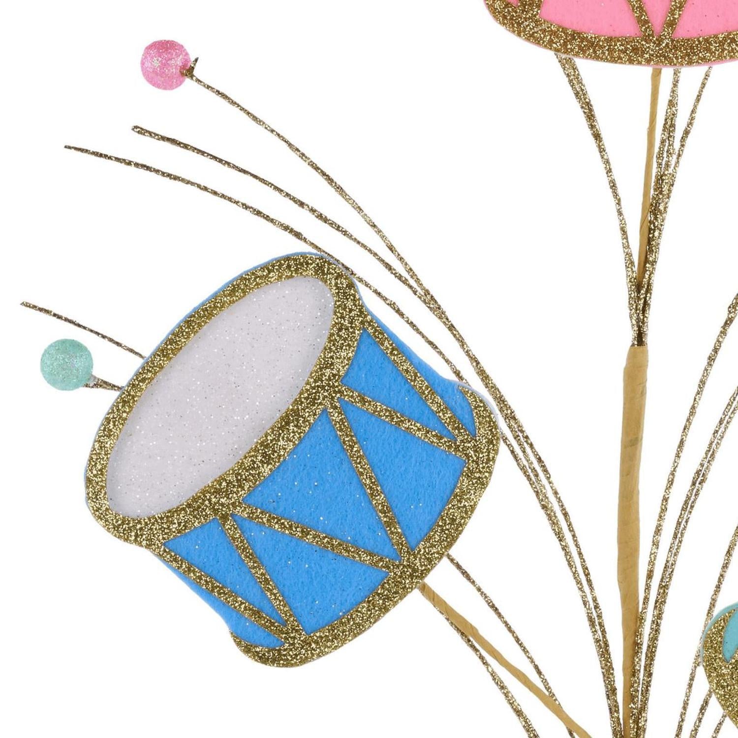 23" Felt Glitter Nutcracker Drum Spray: Pastel