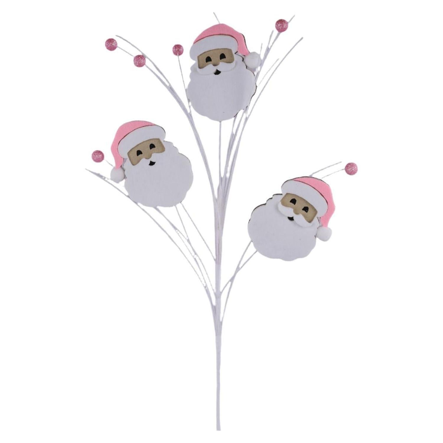 23" Felt Glitter Santa Face Spray: Pink