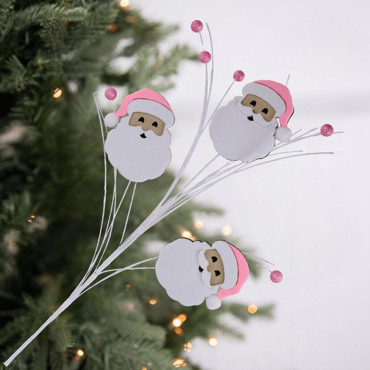 Shop For 23" Felt Glitter Santa Face Spray: Pink