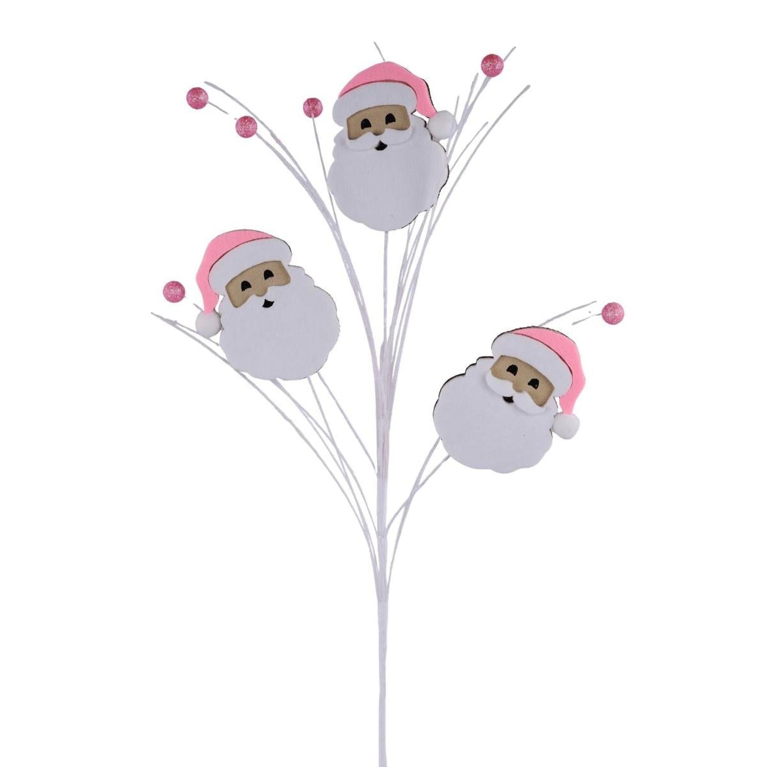 23" Felt Glitter Santa Face Spray: Pink