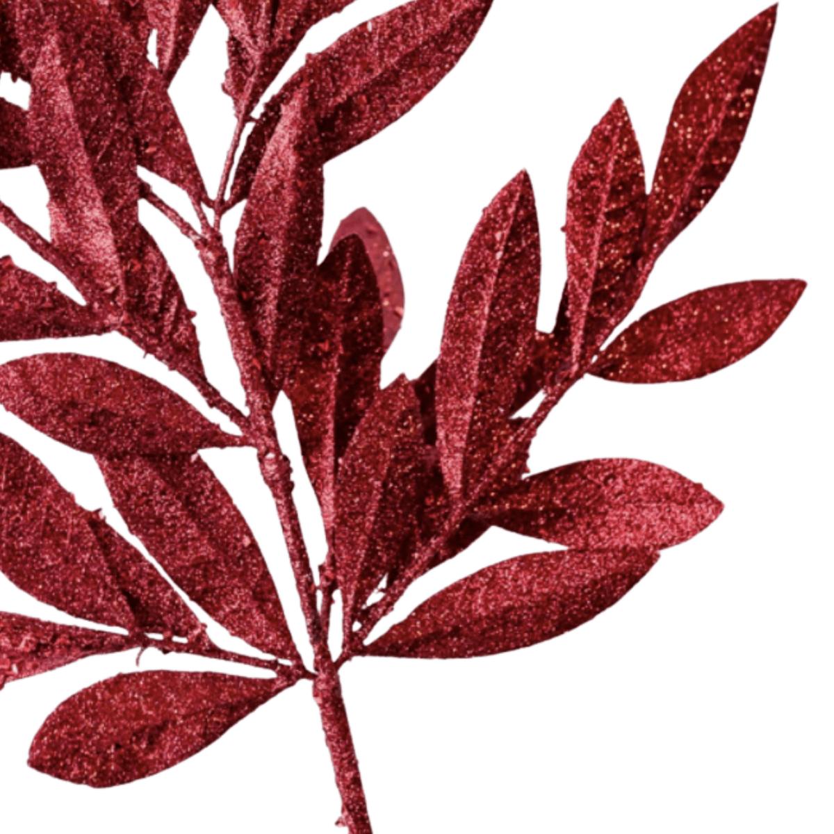 Shop For 23" Glitter Bay Leaf Spray: Burgundy