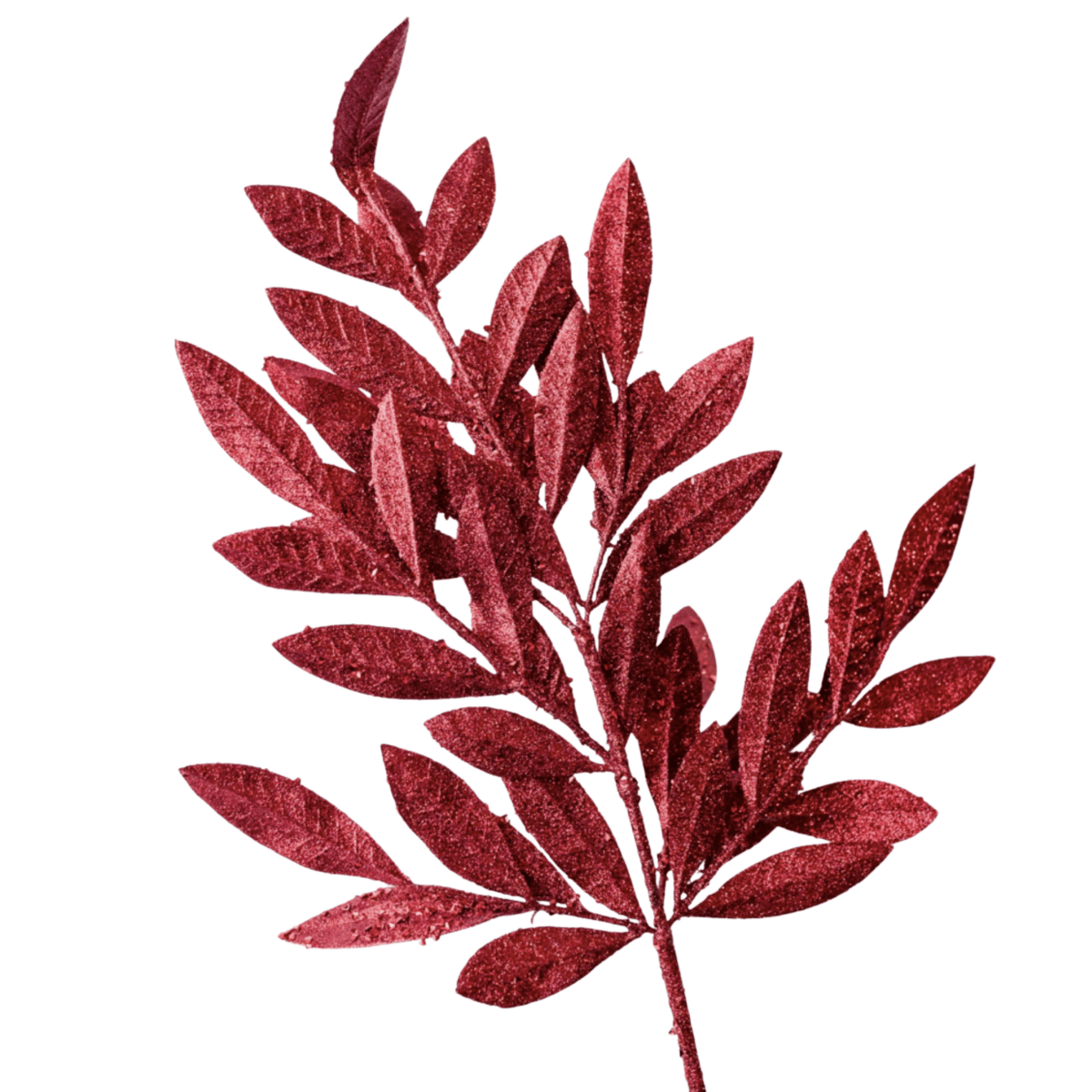 Shop For 23" Glitter Bay Leaf Spray: Burgundy