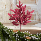 Shop For 23" Glitter Bay Leaf Spray: Burgundy