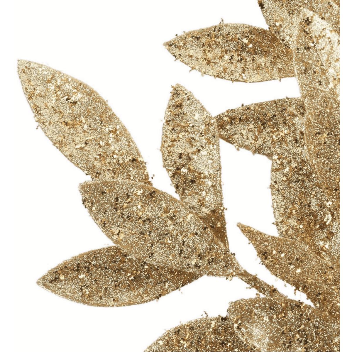 Shop For 23" Glitter Bay Leaf Spray: Gold