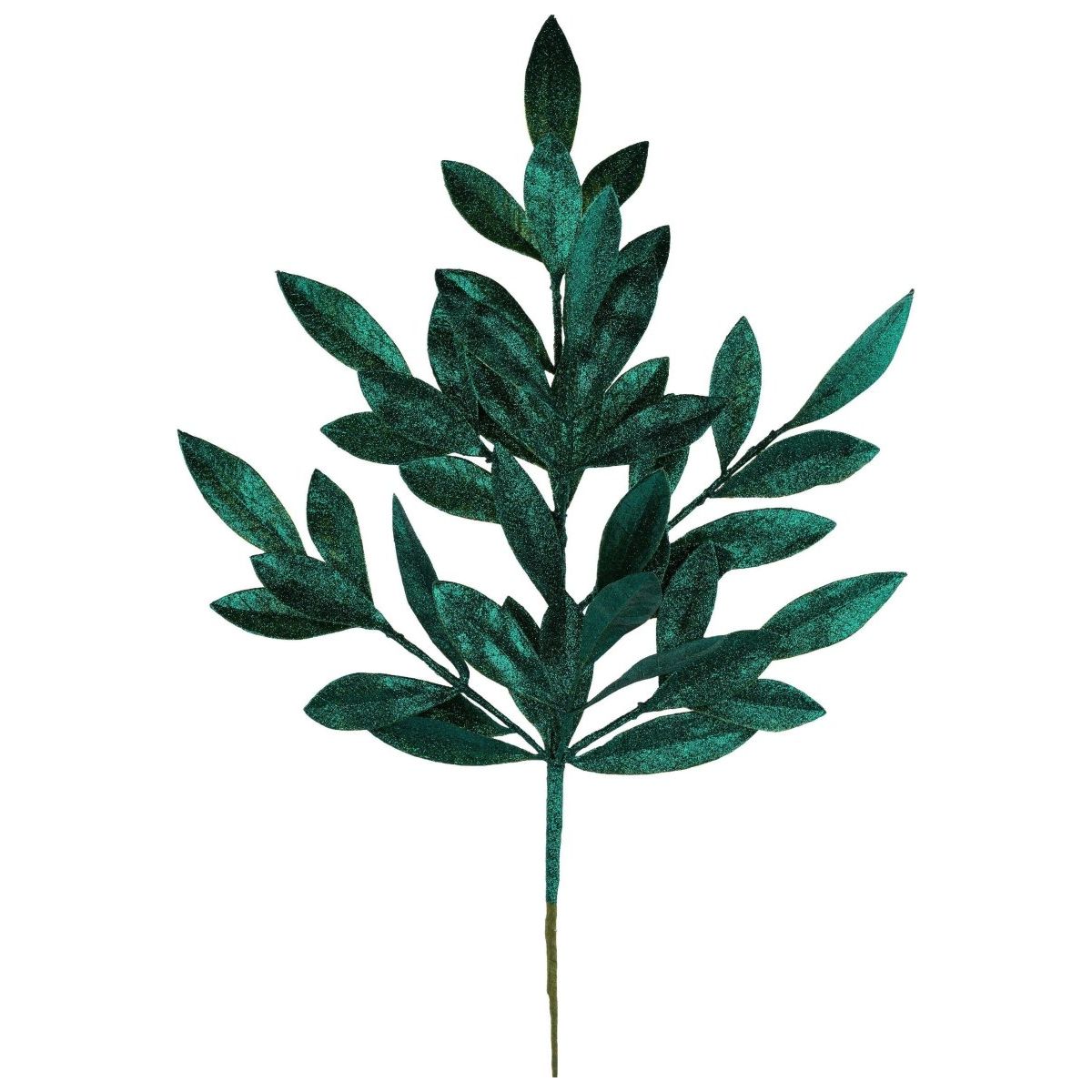 Shop For 23" Glitter Bay Leaf Spray: Hunter Green