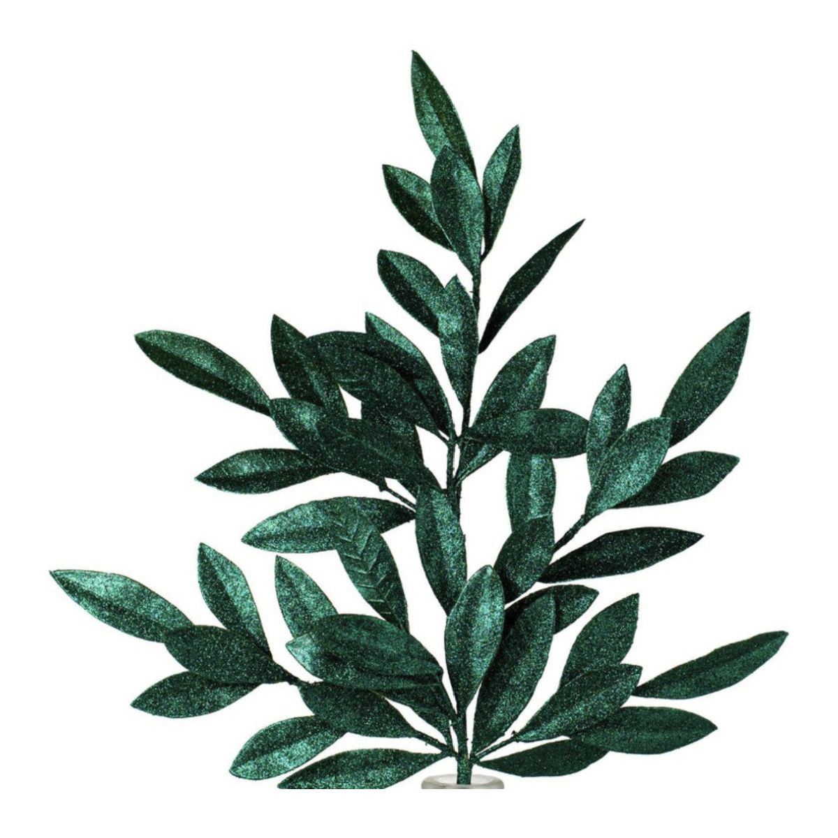 Shop For 23" Glitter Bay Leaf Spray: Hunter Green
