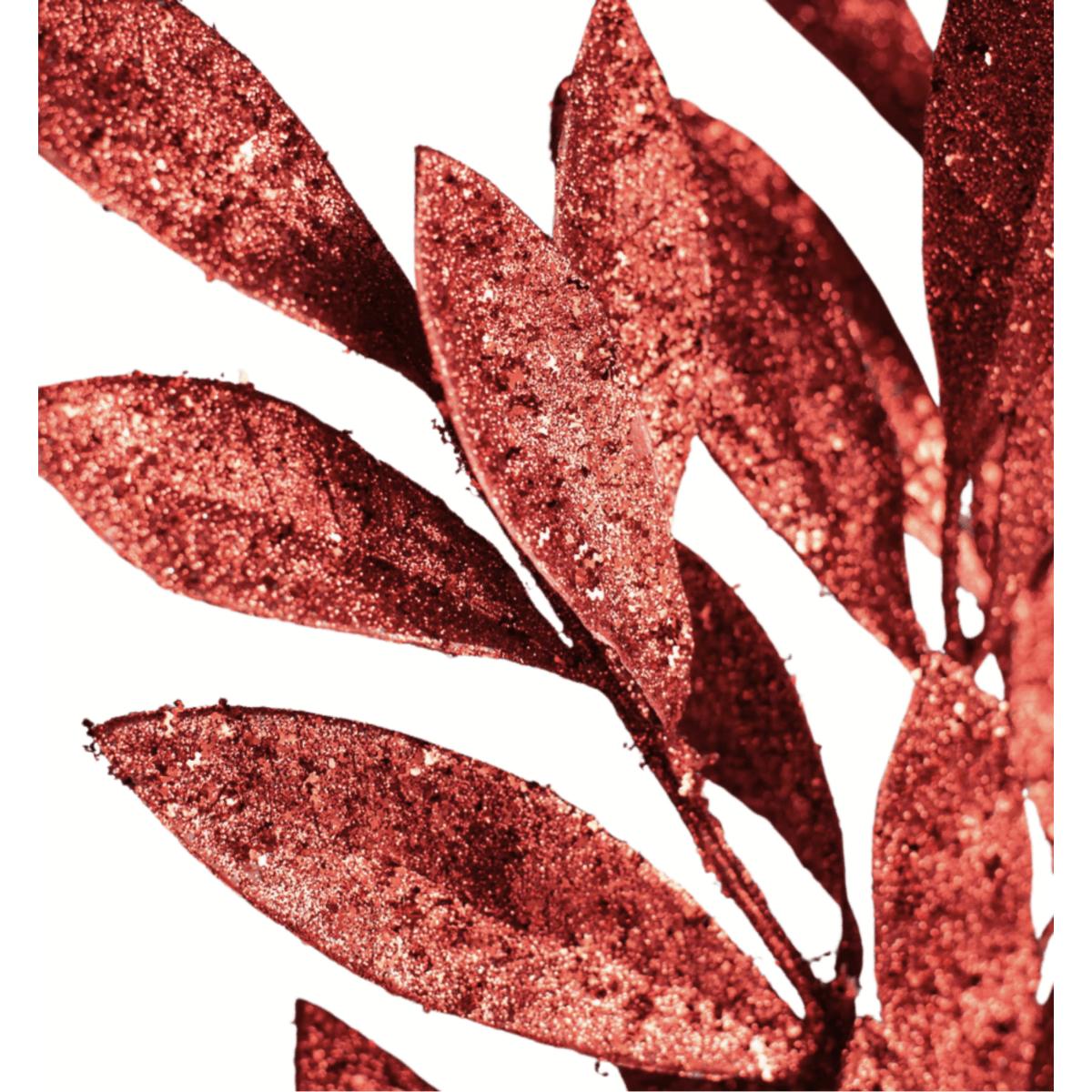 Shop For 23" Glitter Bay Leaf Spray: Red