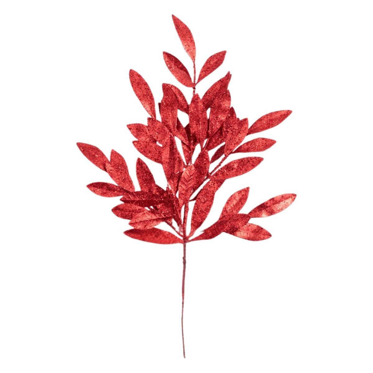 Shop For 23" Glitter Bay Leaf Spray: Red
