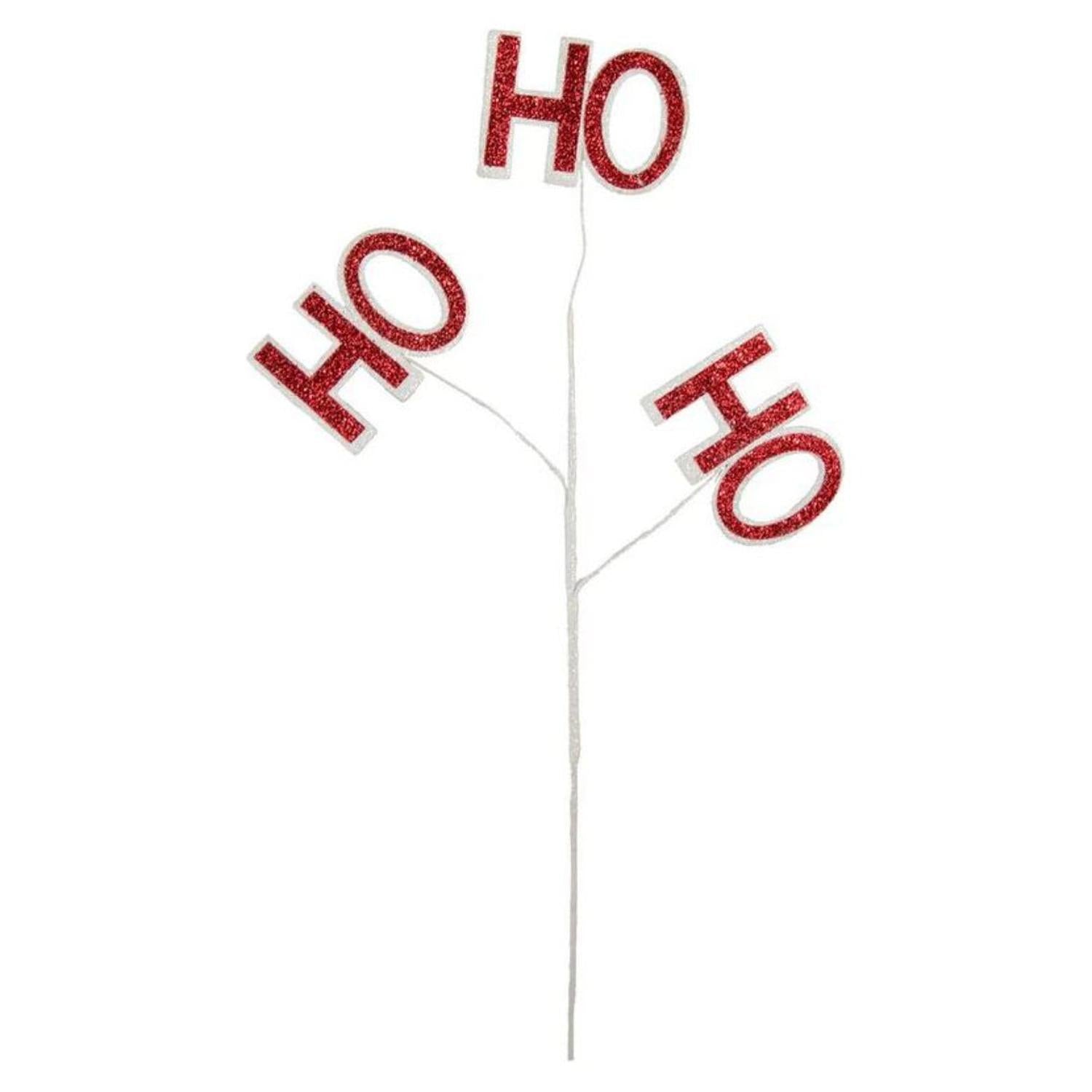 23" Glitter Ho Ho Ho Spray: Red & White
