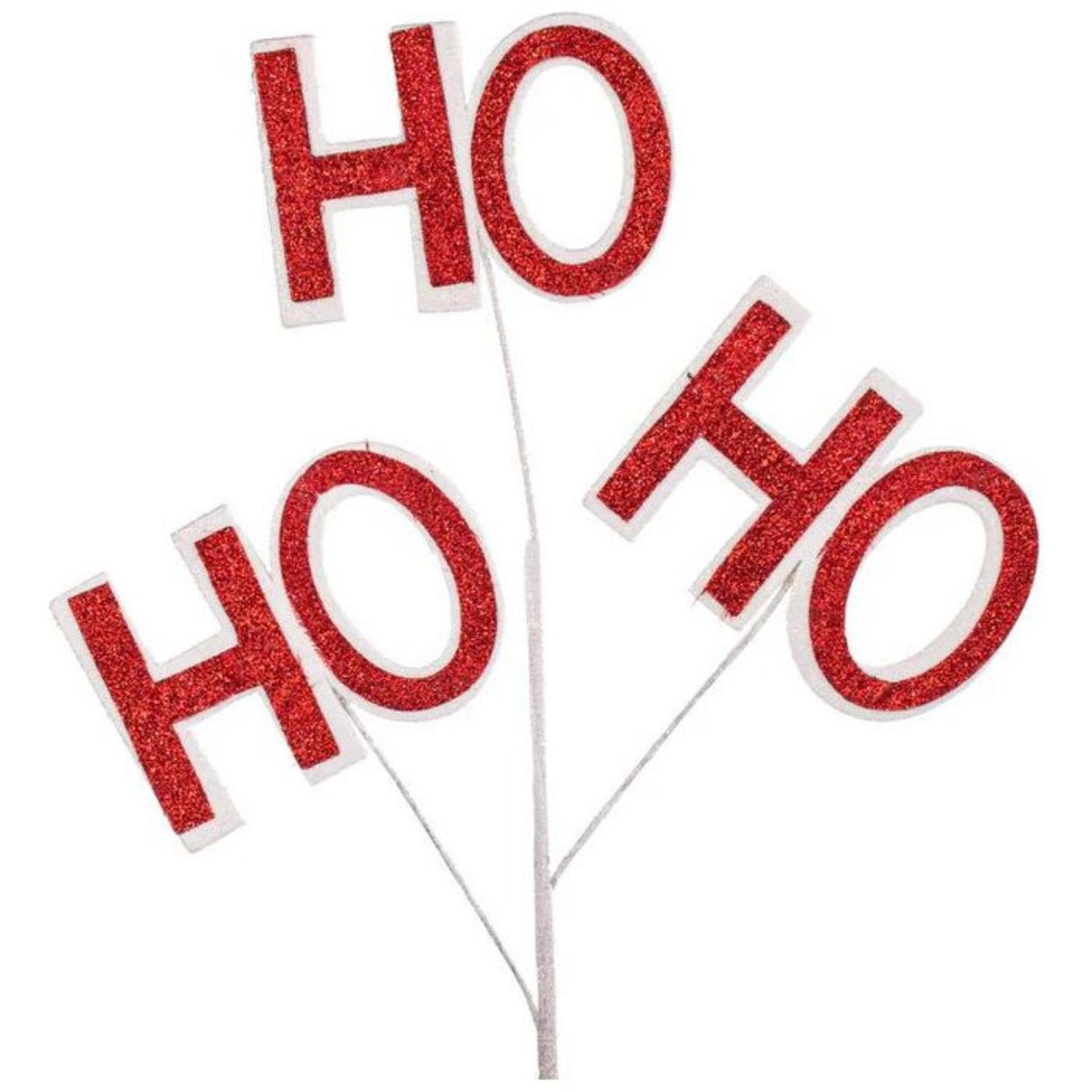 23" Glitter Ho Ho Ho Spray: Red & White