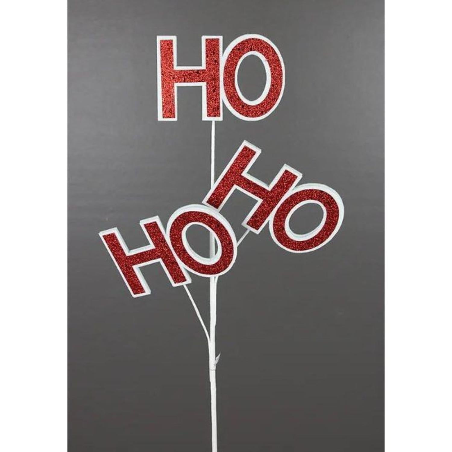 23" Glitter Ho Ho Ho Spray: Red & White