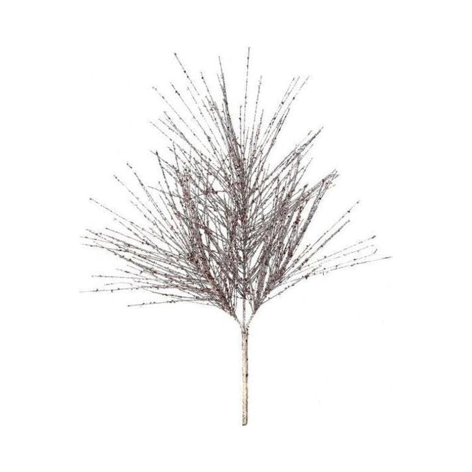 23" Glitter Long Needle Pine Spray: Silver/Red