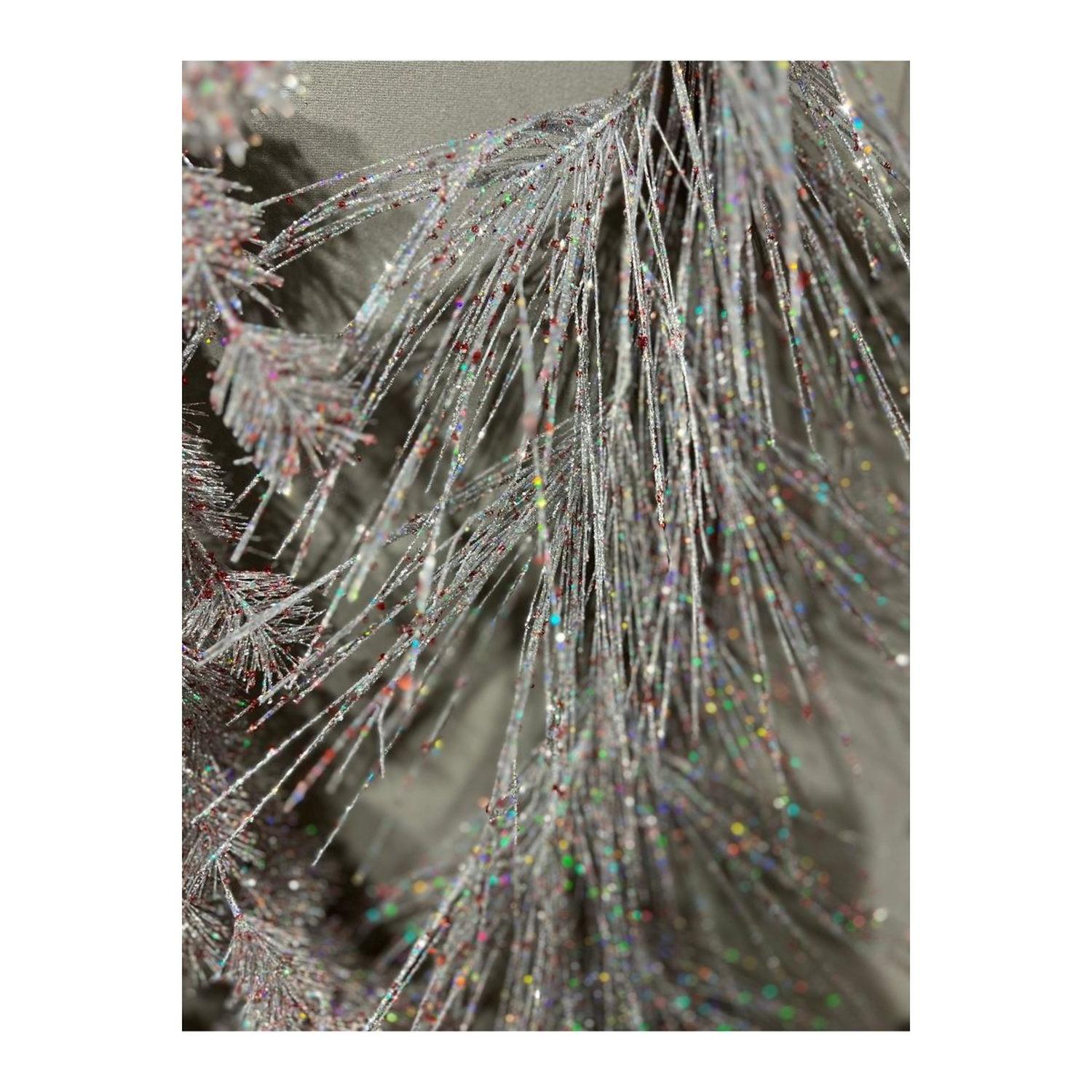 Shop For 23" Glitter Long Needle Pine Spray: Silver/Red