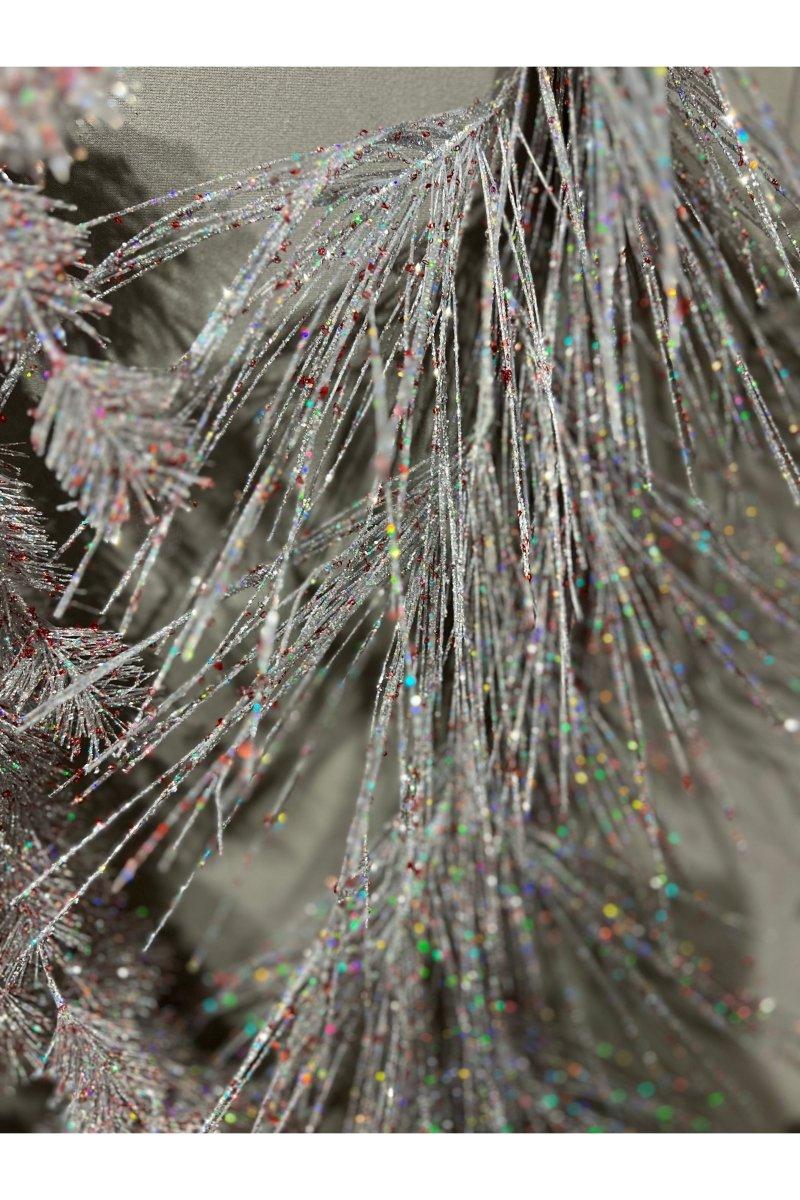 Shop For 23" Glitter Long Needle Pine Spray: Silver/Red