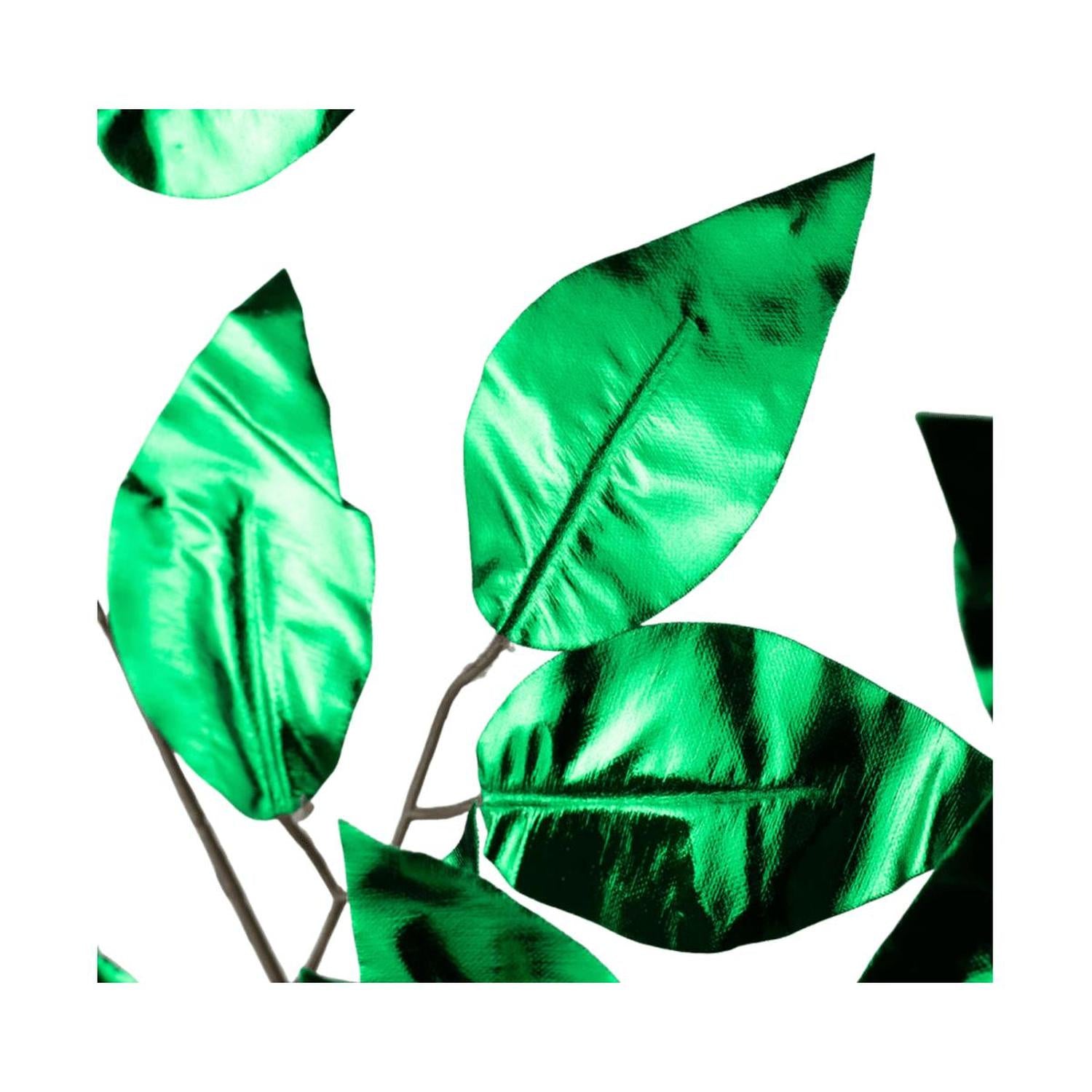 Shop For 23" Metallic Ficus Leaf Spray: Emerald Green (Set of 12)