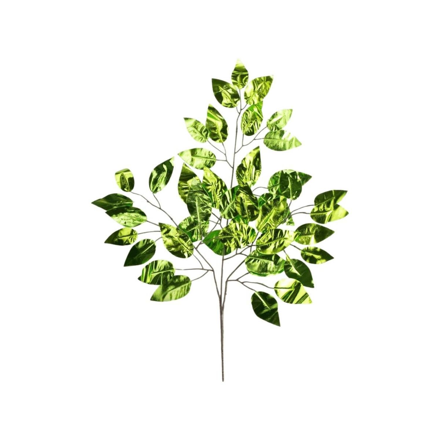 Shop For 23" Metallic Ficus Leaf Spray: Lime Green (Set of 12)