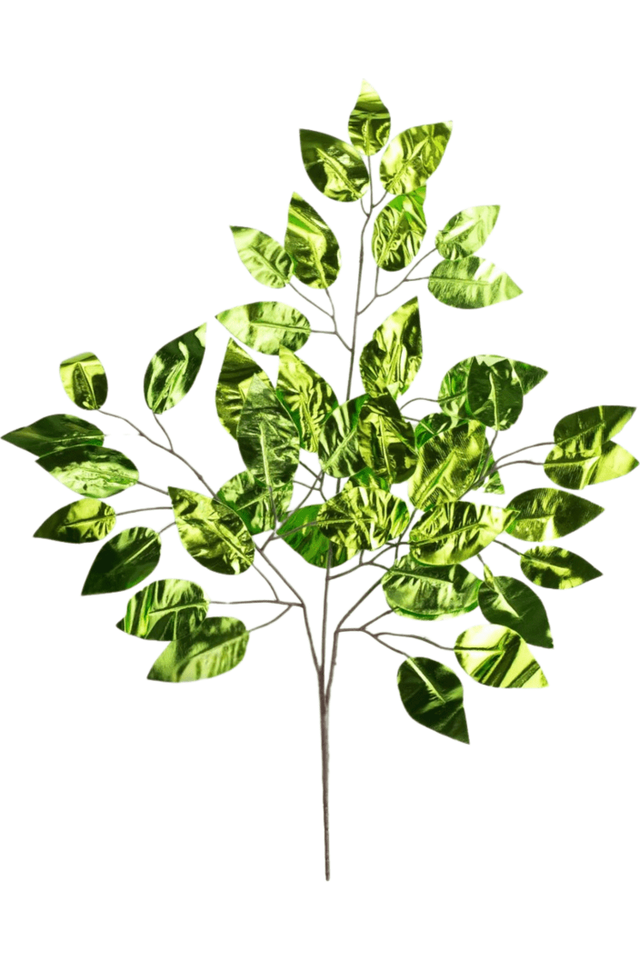 Shop For 23" Metallic Ficus Leaf Spray: Lime Green (Set of 12)