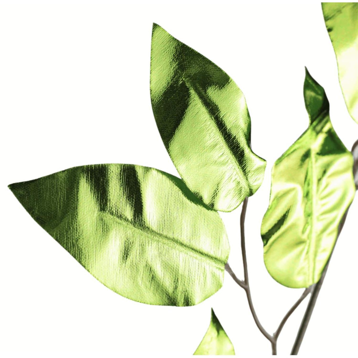 Shop For 23" Metallic Ficus Leaf Spray: Lime Green (Set of 12)