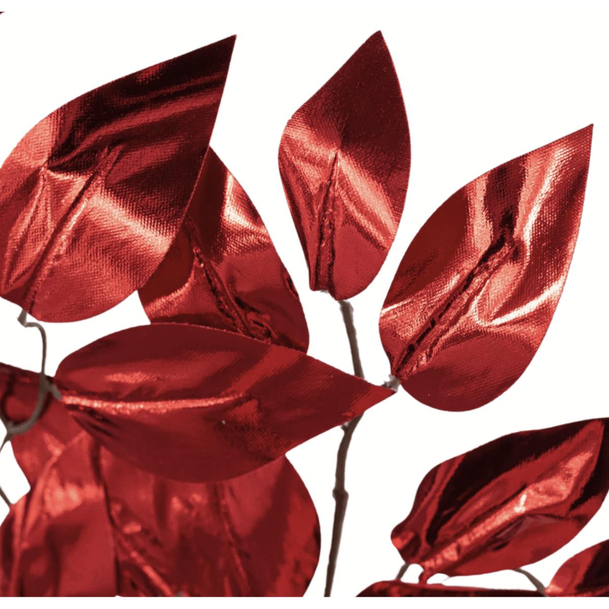 Shop For 23" Metallic Ficus Leaf Spray: Red (Set of 12)