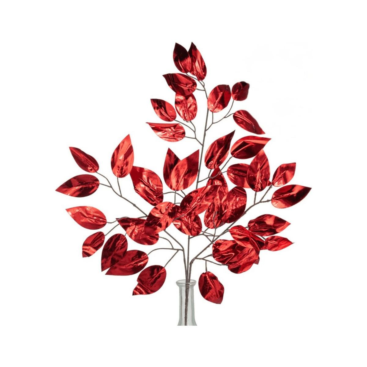 Shop For 23" Metallic Ficus Leaf Spray: Red (Set of 12)