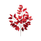 Shop For 23" Metallic Ficus Leaf Spray: Red (Set of 12)