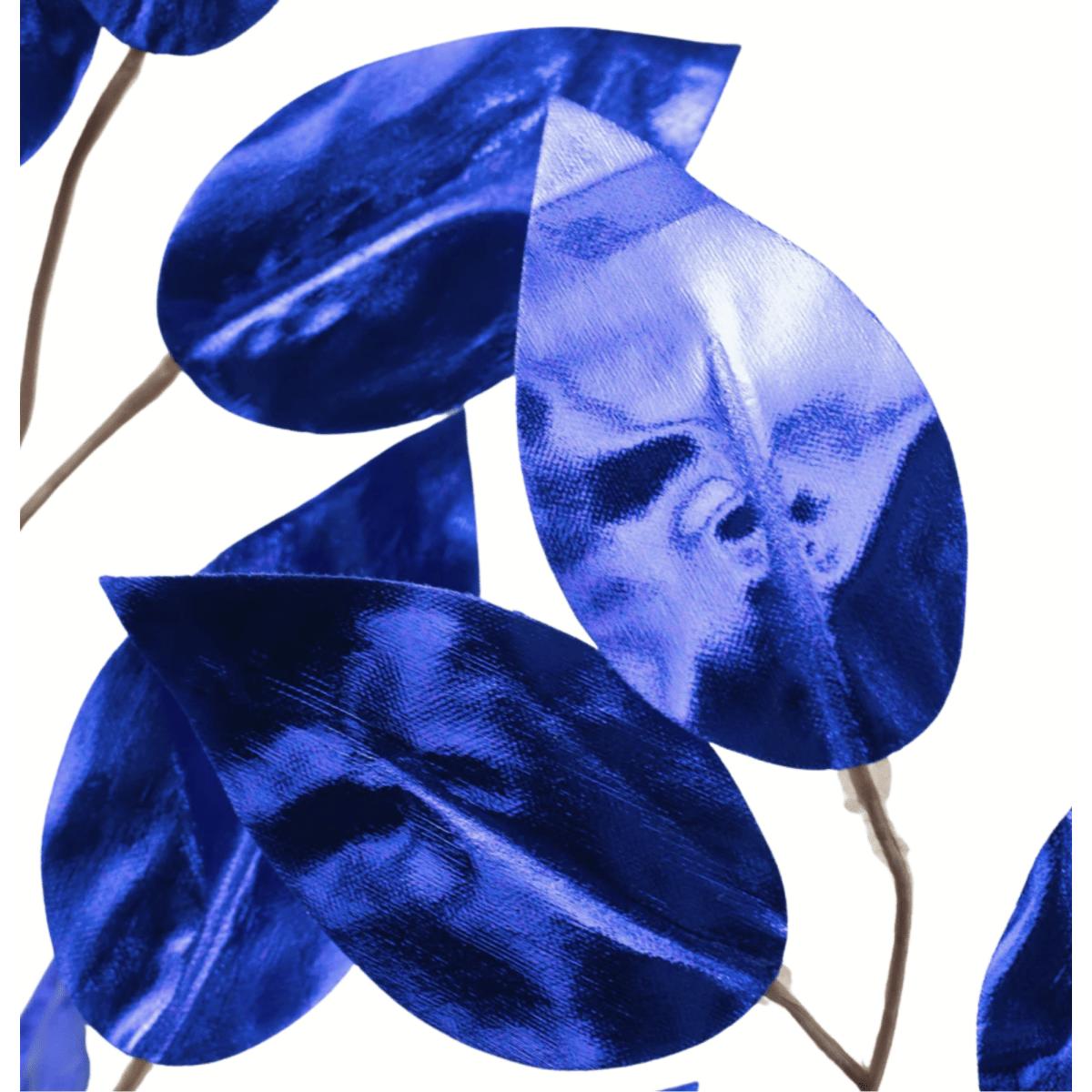 Shop For 23" Metallic Ficus Leaf Spray: Royal Blue (Set of 12)