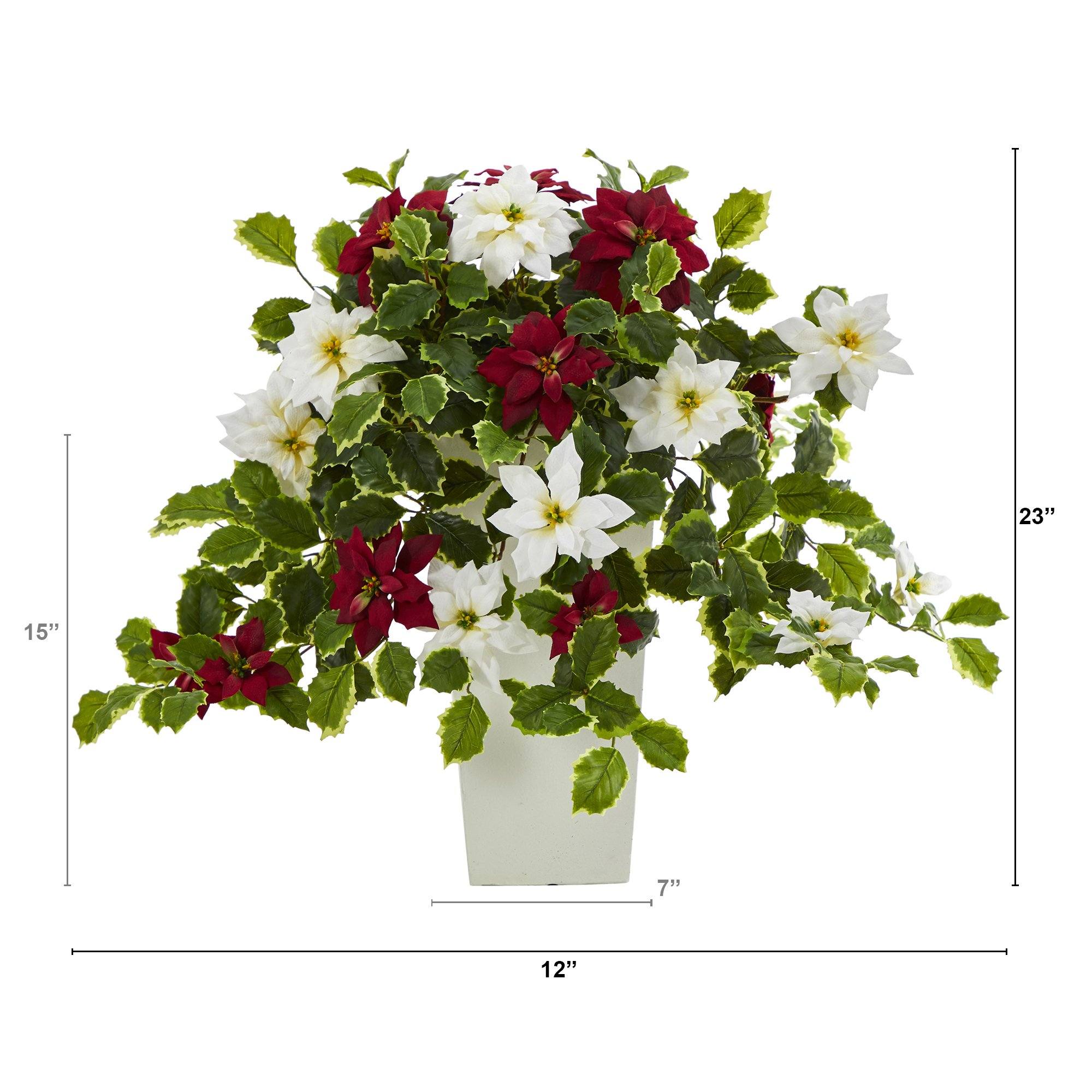 Shop For 23” Poinsettia Holly Artificial Planter